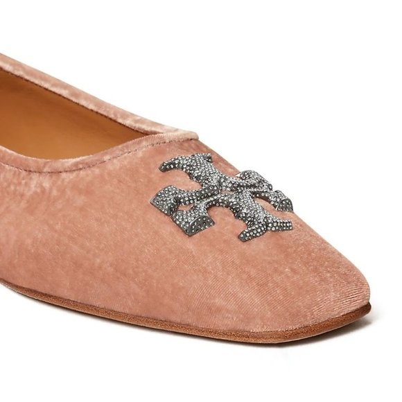 Tory Burch Eleanor Crystal Ballet Flat Shoes Meadowsweet Pink Women's Size 9 BOX - Picture 5 of 13